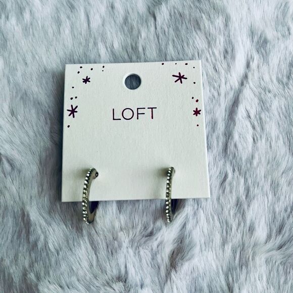 LOFT Classic Diamonte Crystal Hoop Earrings Hoop size 3/4" NEW - Picture 2 of 3